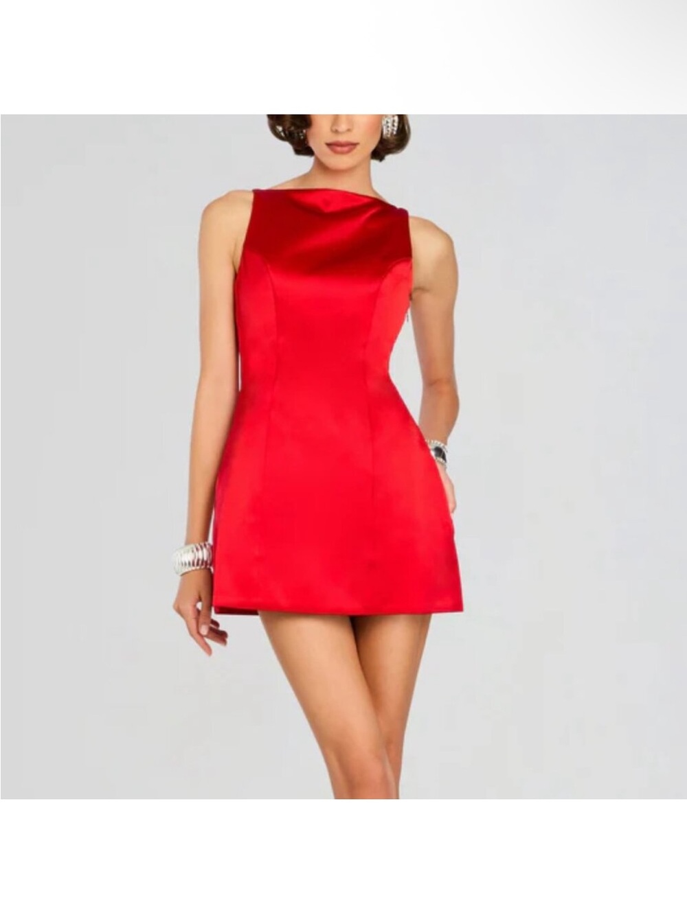 Sleeveless Red Satin Mini Dress retrofete!